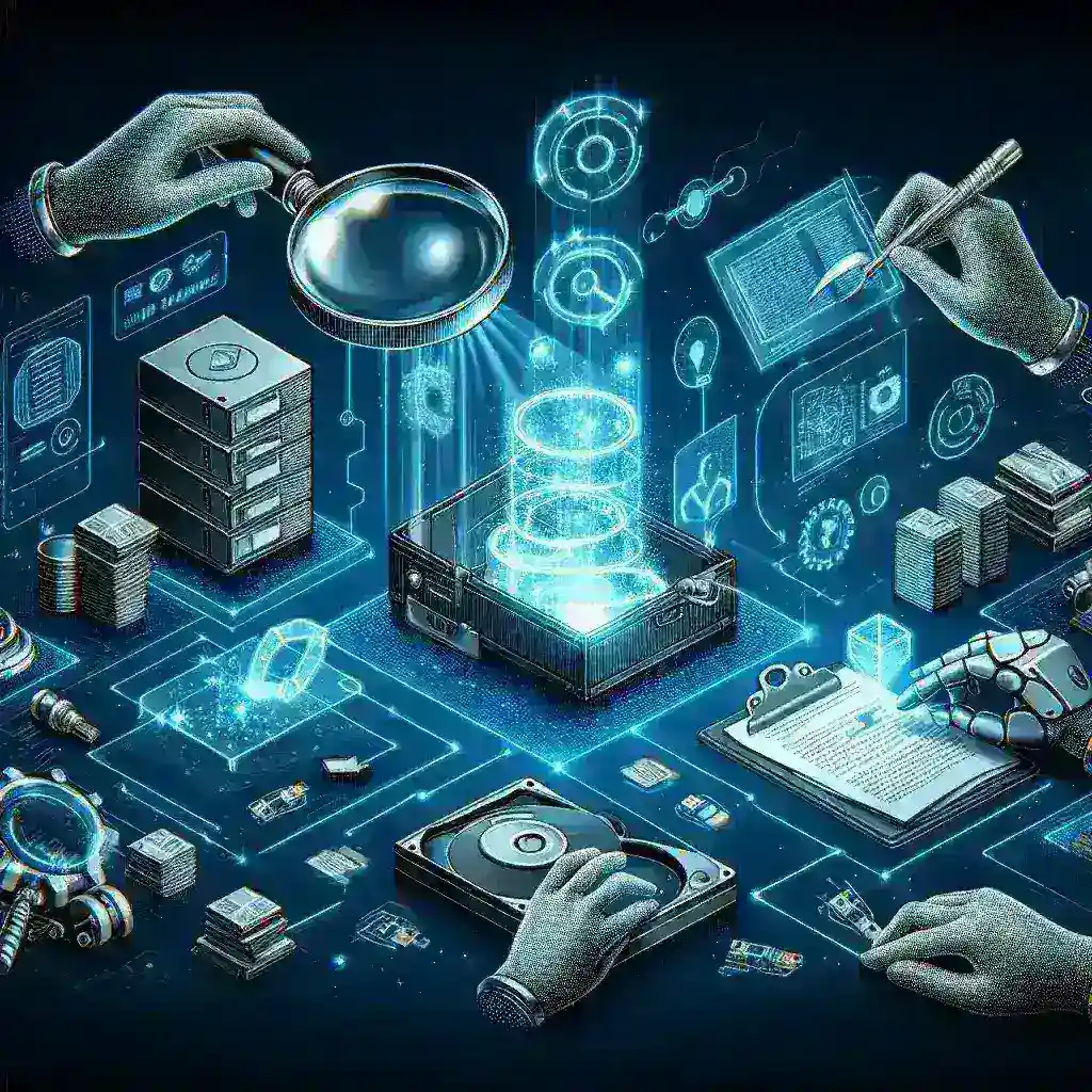 Alt text: "Guía completa para recuperar archivos eliminados en 2024, mostrando pantallas de software de recuperación de datos y métodos efectivos para restaurar información perdida."