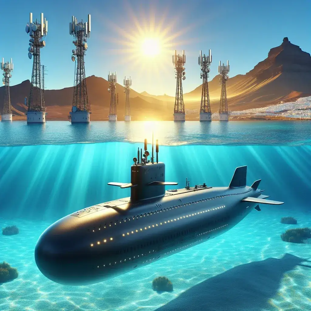 "Imagen de un técnico de Movistar realizando instalación de infraestructura de 5G submarina en las Islas Canarias, simbolizando la expansión de la cobertura de red avanzada en la región."